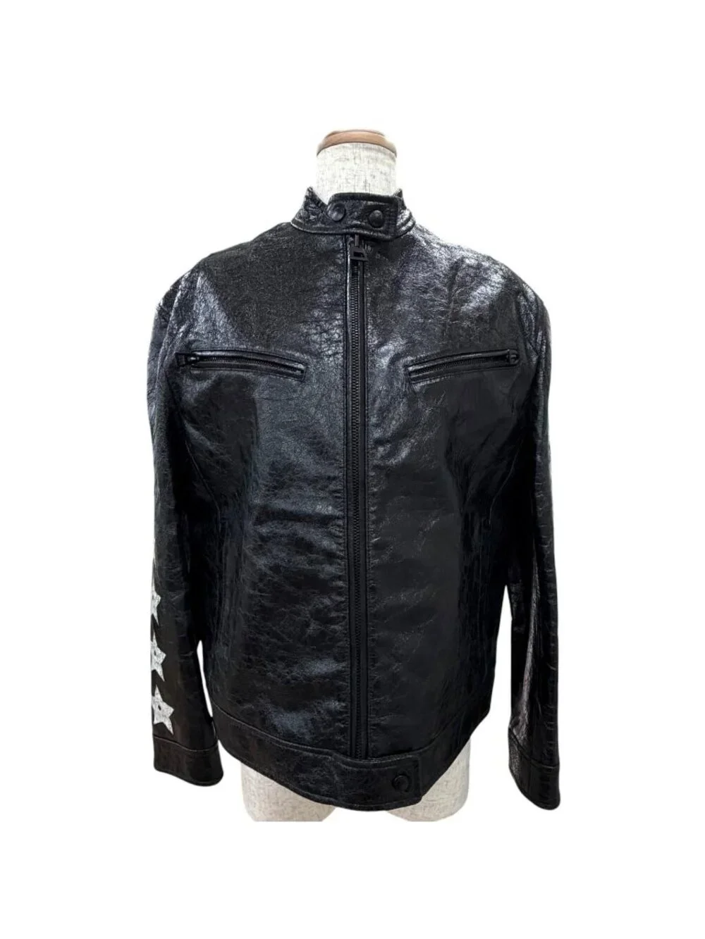 Dior Embroidery Single Rider's Jacket Goat Leather 38